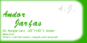 andor jarfas business card